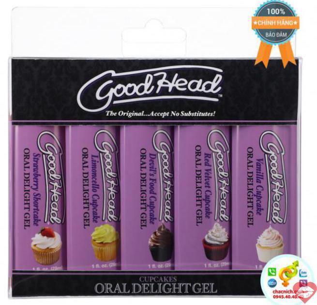  Đánh giá Bộ gel bôi trơn 5 vị kem GoodHead Oral Delight Gel Cupcakes giá rẻ