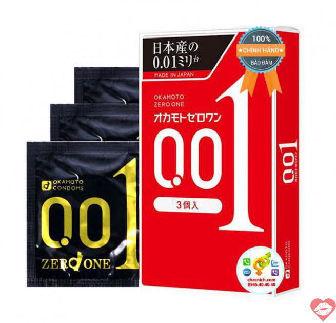  Đại lý Hộp 3 Bao Cao Su Cực Siêu Mỏng Okamoto Zero One Standard 0.01mm Size Nhỏ  giá tốt