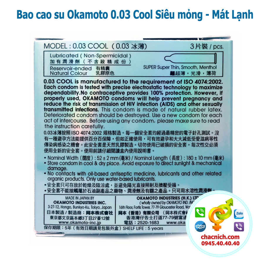  Review Bao Cao Su Okamoto 0.03 Cool Siêu mỏng và Mát lạnh giá rẻ