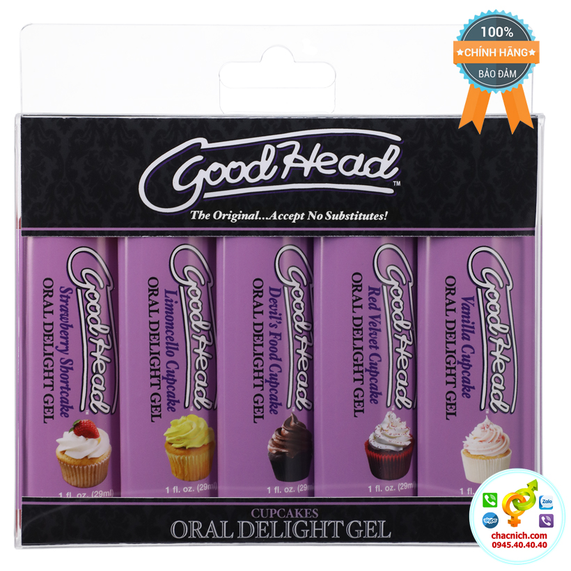  Đánh giá Bộ gel bôi trơn 5 vị kem GoodHead Oral Delight Gel Cupcakes giá rẻ