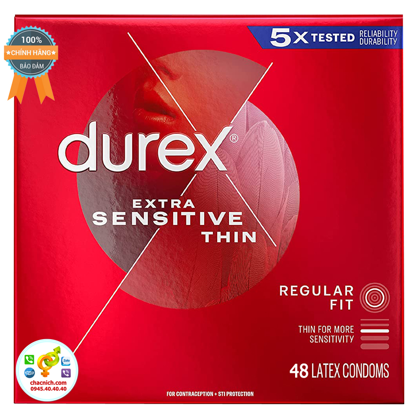  Kho sỉ Bao cao su siêu mỏng Size lớn 56mm Durex Extra Sensitive Thin Regular Fit cao cấp
