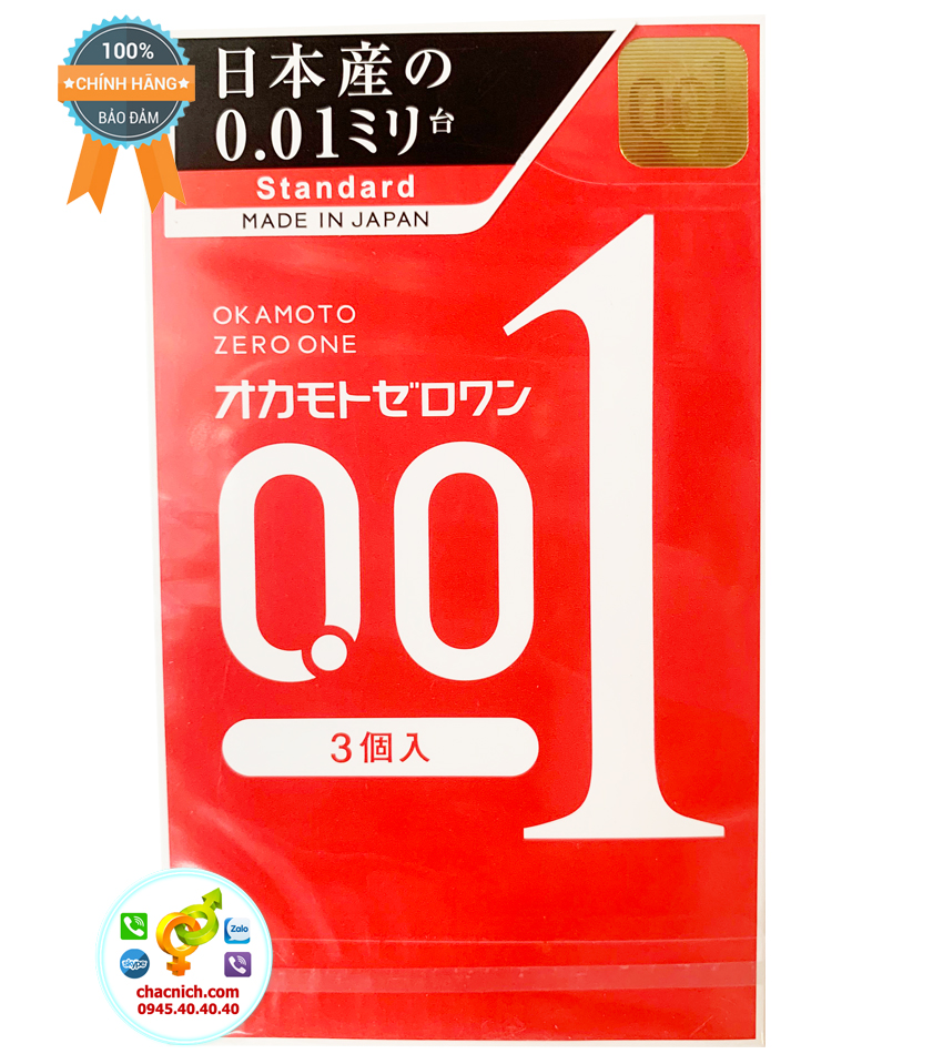 Đại lý Hộp 3 Bao Cao Su Cực Siêu Mỏng Okamoto Zero One Standard 0.01mm Size Nhỏ giá tốt